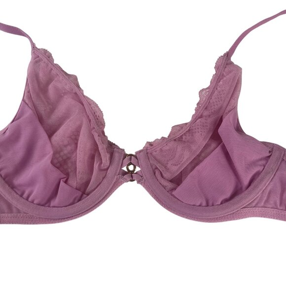 Auden Unlined Balconette Bra Womens 36A Mauve Pink New Lace Underwire - Picture 5 of 11